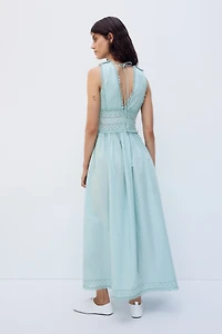 MAMA Lace-Trimmed Cotton Nursing Dress