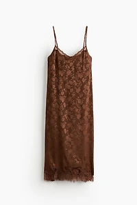 Lace-Trimmed Brocade Dress