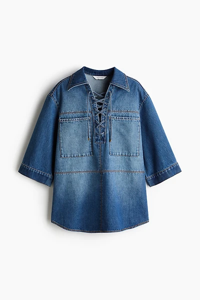 Chemise en denim avec laçage