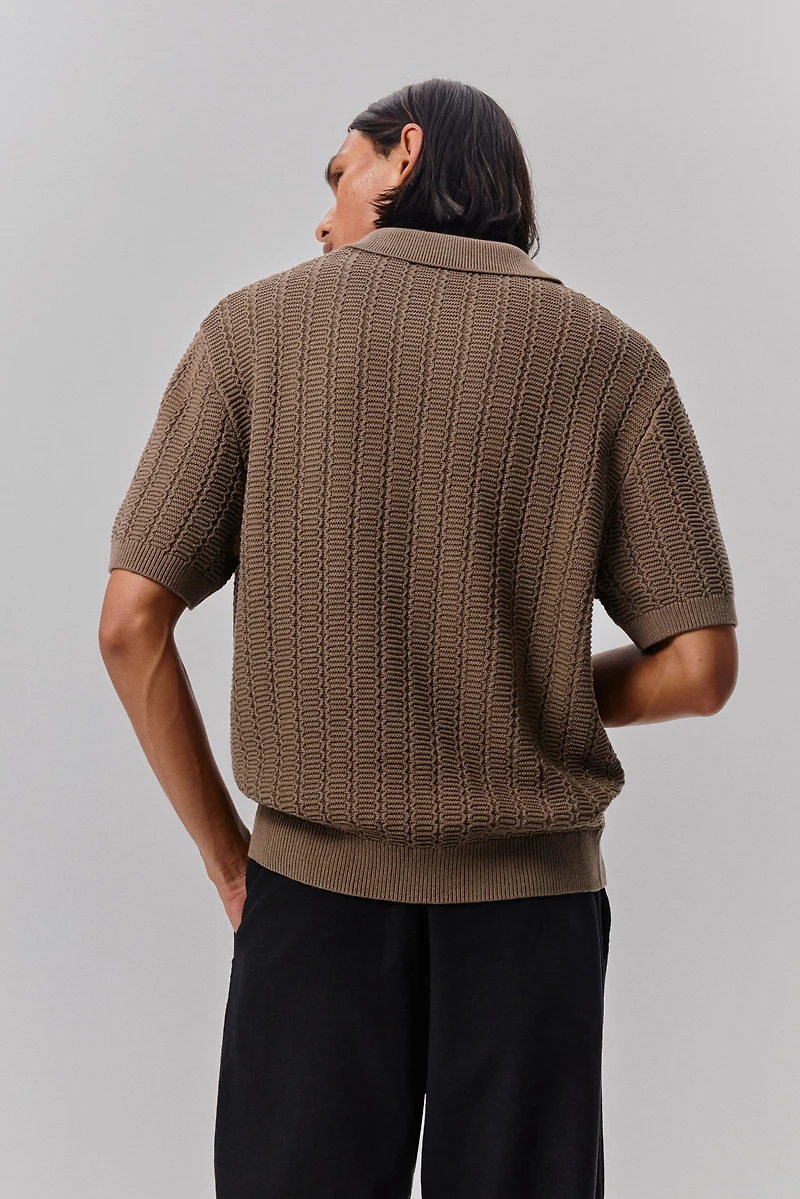 Regular-Fit Textured-Knit Polo Shirt