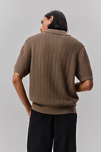 Regular-Fit Textured-Knit Polo Shirt