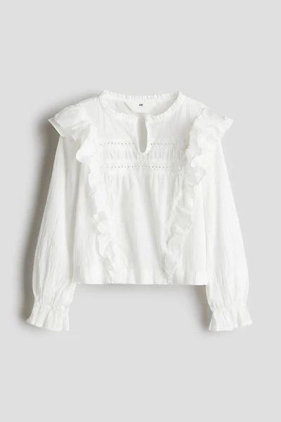 Flounced Cotton Blouse