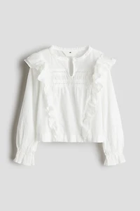 Flounced Cotton Blouse