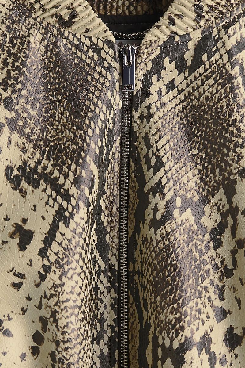 Blouson d'aviateur à imprimé peau de serpent