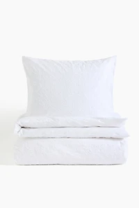 Jacquard-Weave Twin Duvet Cover Set