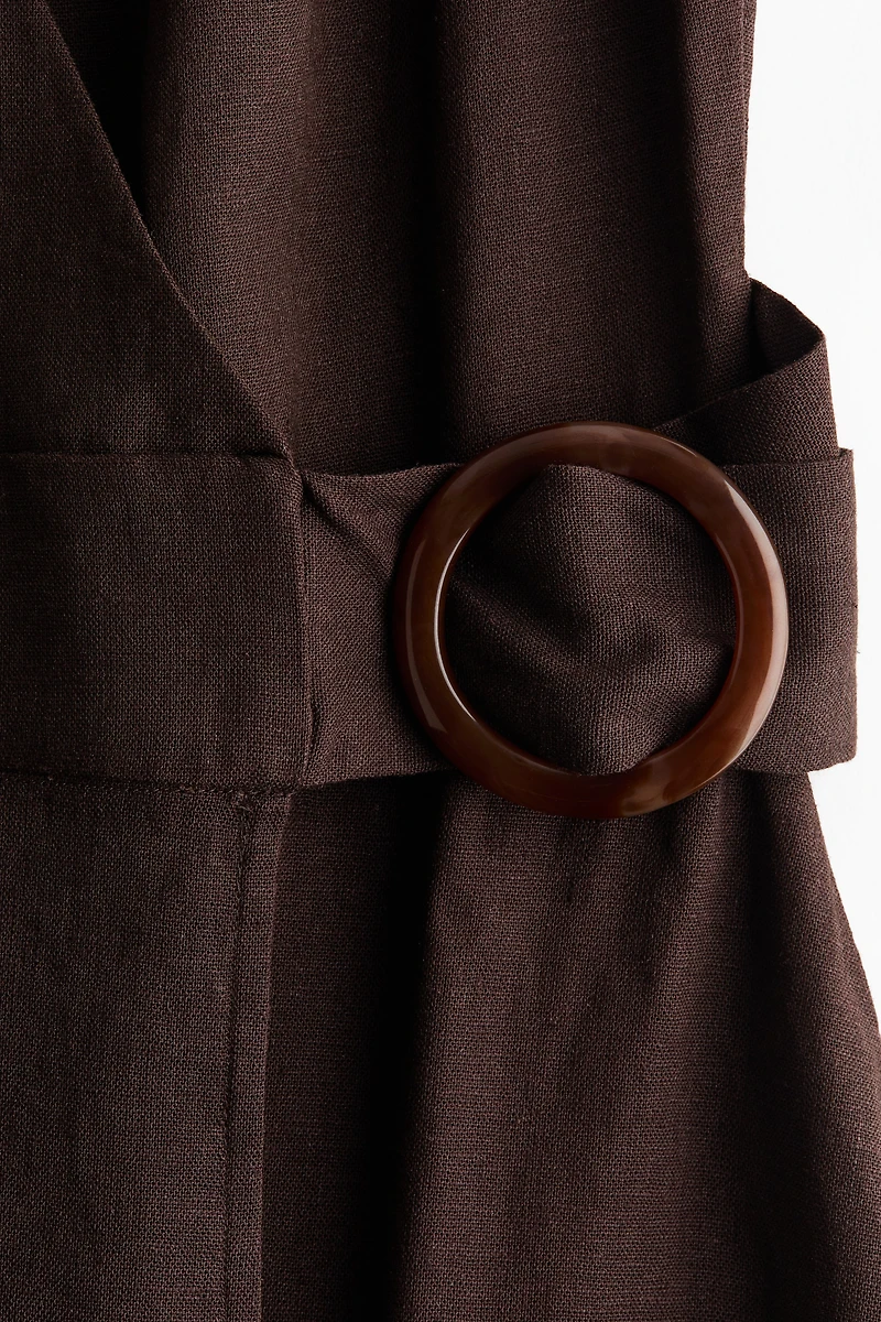 Robe portefeuille en lin mélangé