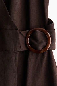 Robe portefeuille en lin mélangé