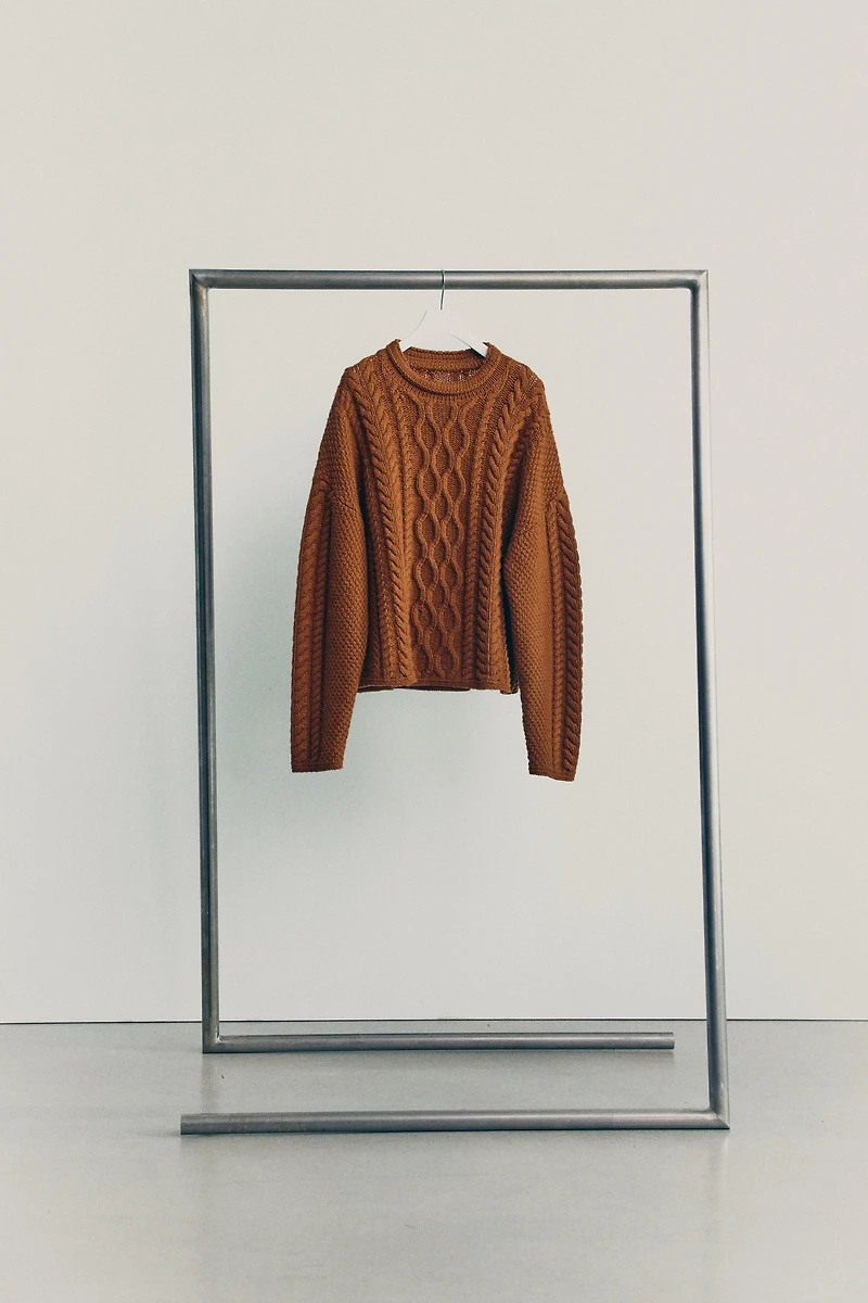 Cable-Knit Wool-Blend Sweater