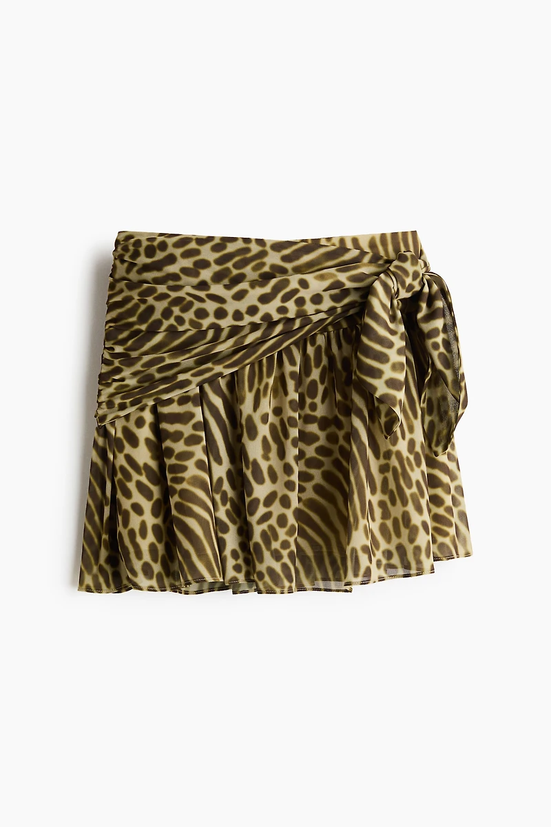 Tie-Detail Flared Skirt