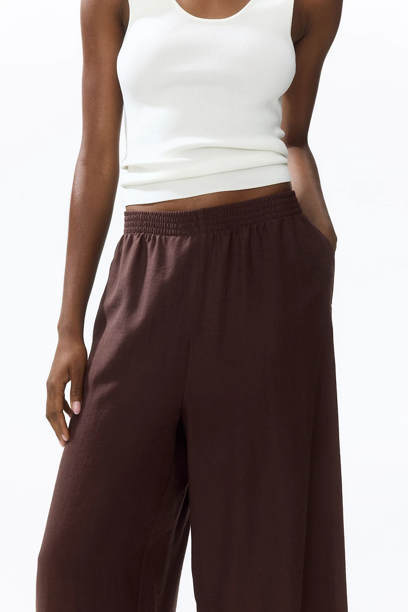 Linen-Blend Ankle-Length Pants