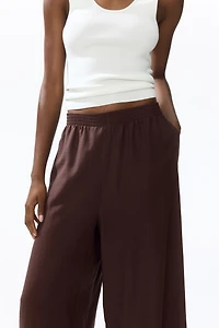 Linen-Blend Ankle-Length Pants