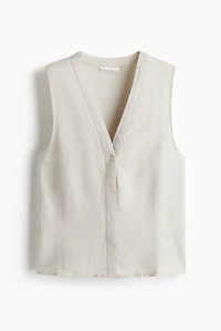 Sleeveless Linen-Blend Blouse