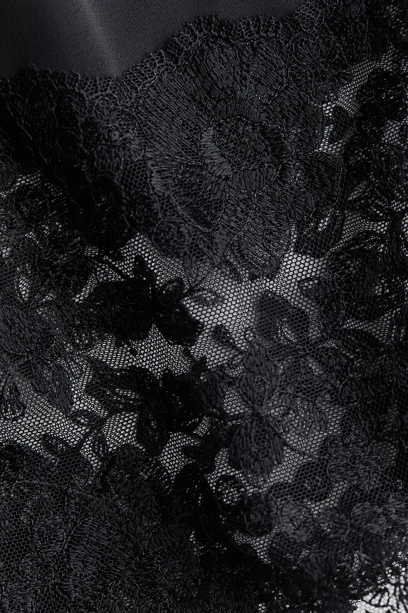 Lace-Trimmed Satin Robe