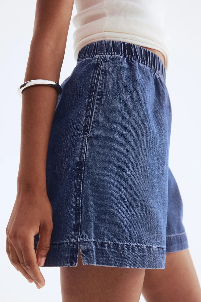 Short en denim avec taille élastique