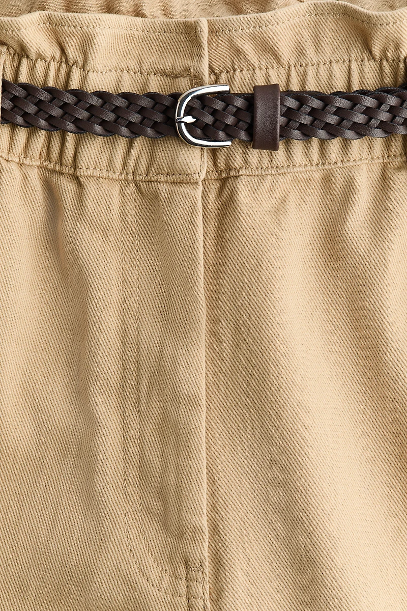 Belted Barrel-Leg Pants