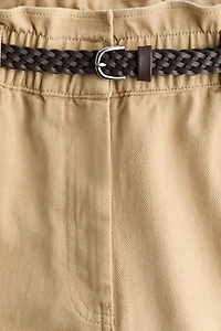 Belted Barrel-Leg Pants