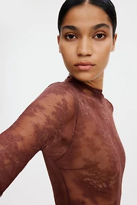 Long-Sleeved Lace Bodysuit