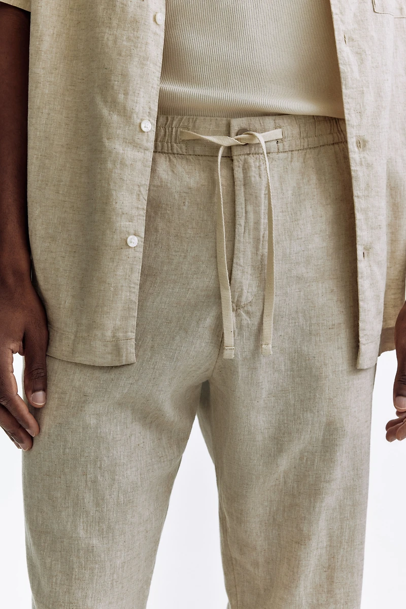 Regular-Fit Linen-Blend Pants