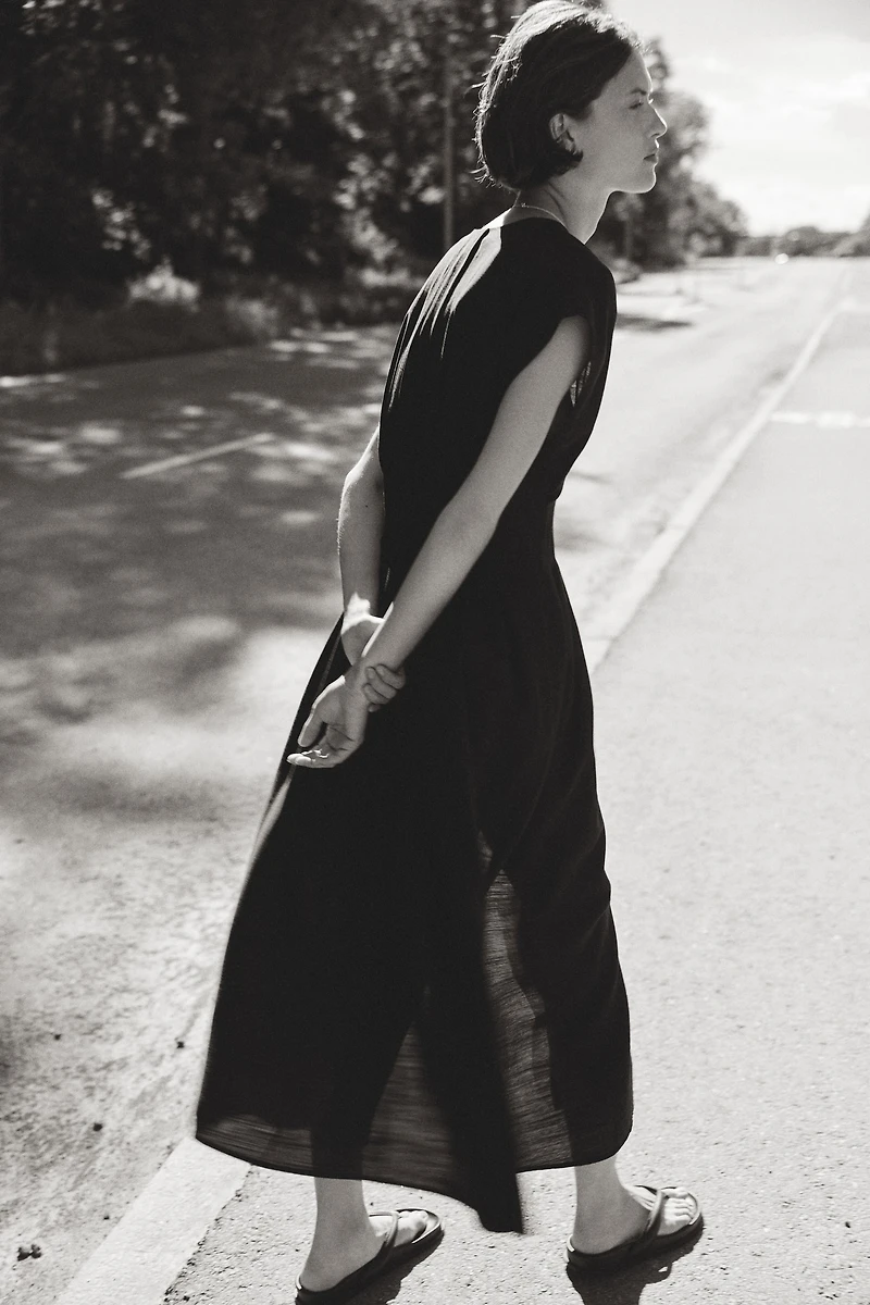 Button-Front Midi Dress
