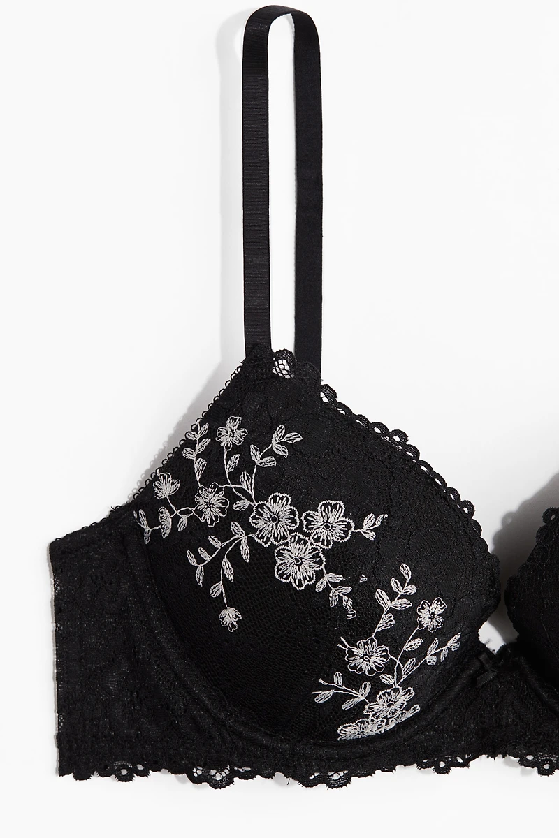 Embroidered Lace Push-Up Bra