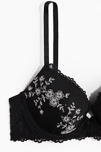 Embroidered Lace Push-Up Bra
