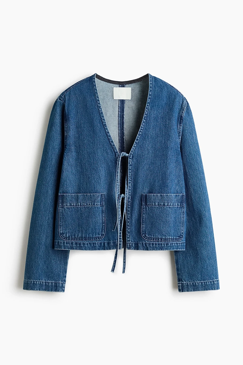 Tie-Front Denim Jacket
