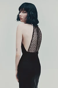 Dress with Mesh Cape