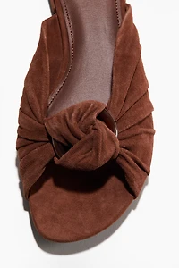 Knot-Detail Suede Sandals