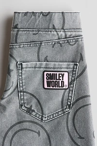 Wide-Leg Denim-Look Pants