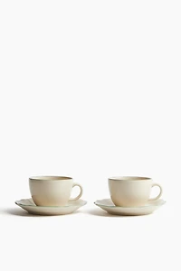 2-Pack Stoneware Cup and Saucer