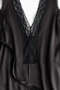 Lace-Trimmed Satin Dress