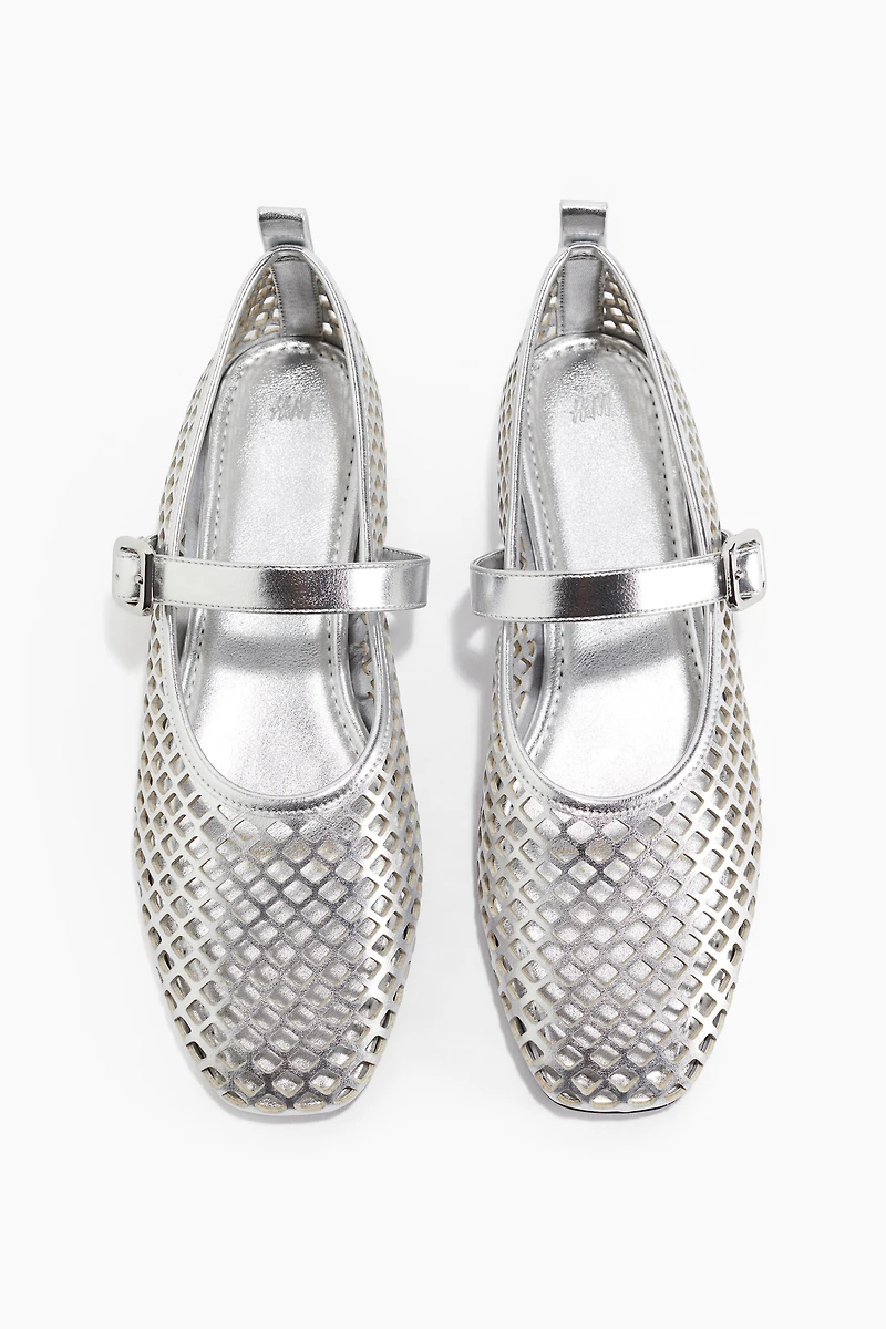 Perforated Mary Jane Ballet Flats