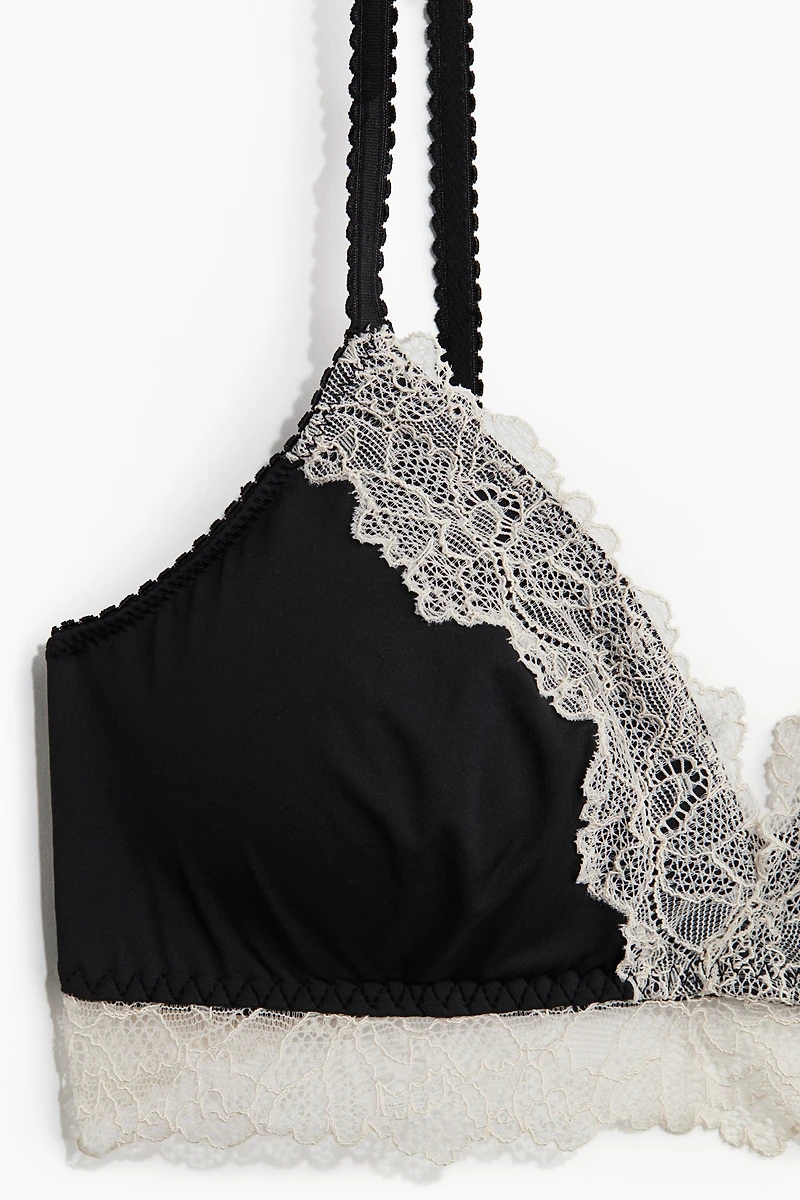 Padded Soft-Cup Microfiber and Lace Bra