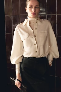 Linen-Blend Cargo Shirt