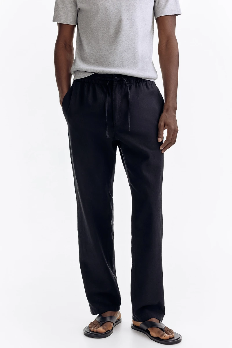 Regular-Fit Linen-Blend Pants