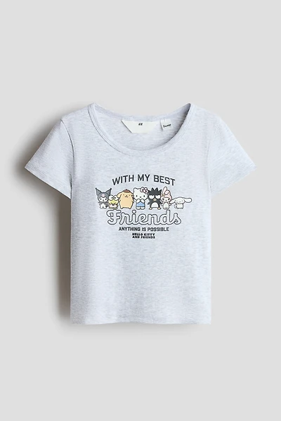 Cotton Jersey Top with Printed Motif