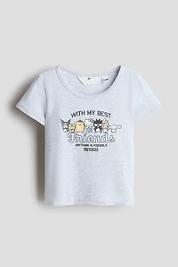 Cotton Jersey Top with Printed Motif