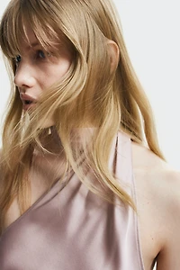 Scarf-Collar One-Shoulder Top