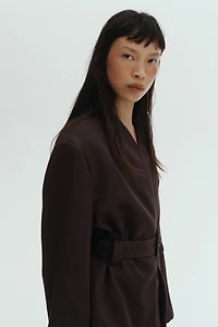Belted Lapelless Jacket