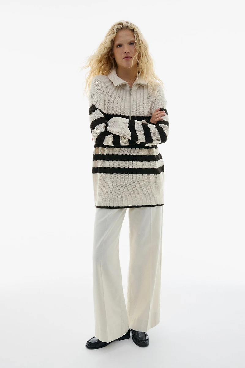 Chandail en maille épaisse avec col zippé