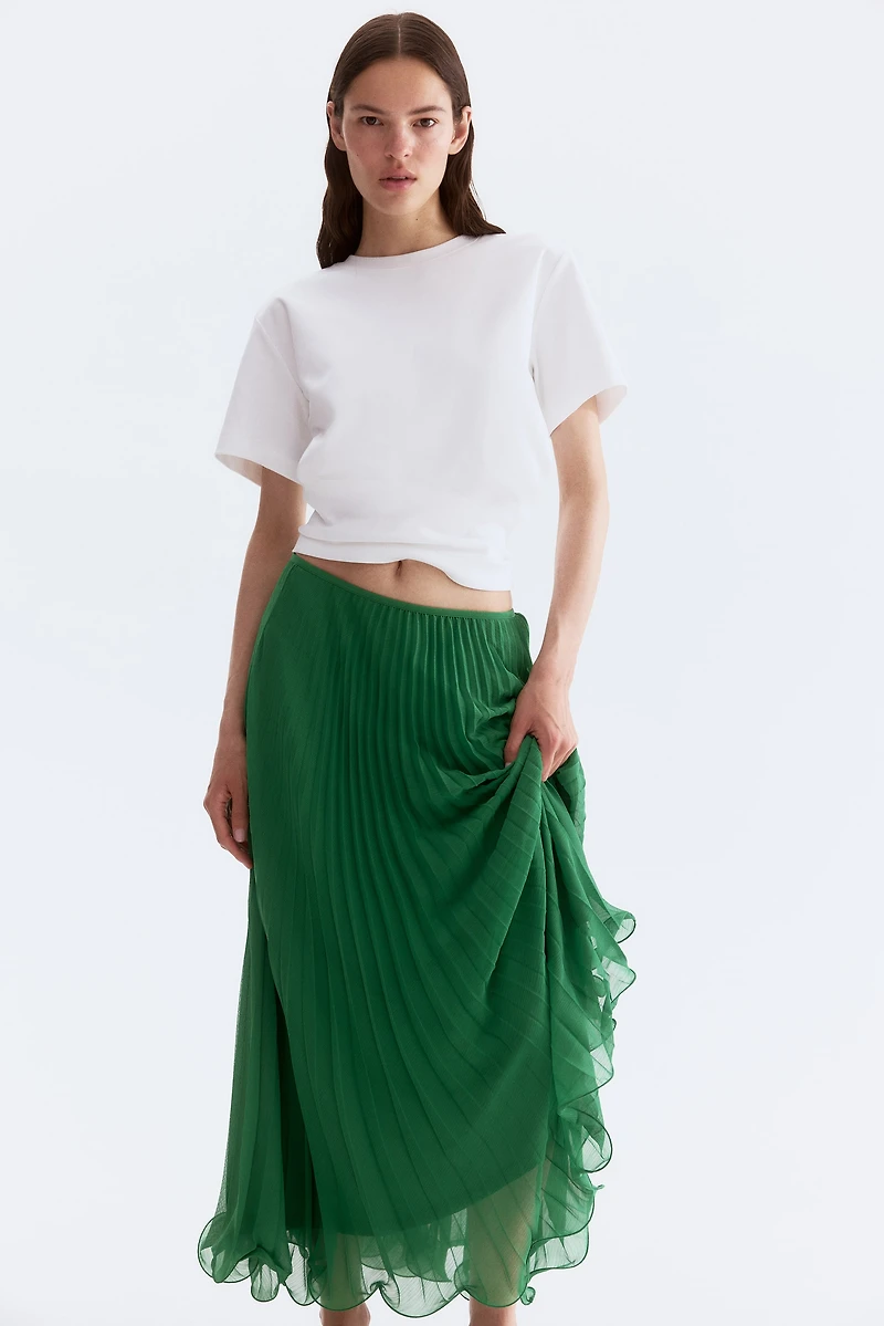 Sheer Pleated Skirt