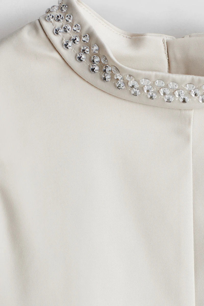 Rhinestone-Detail A-Line Dress