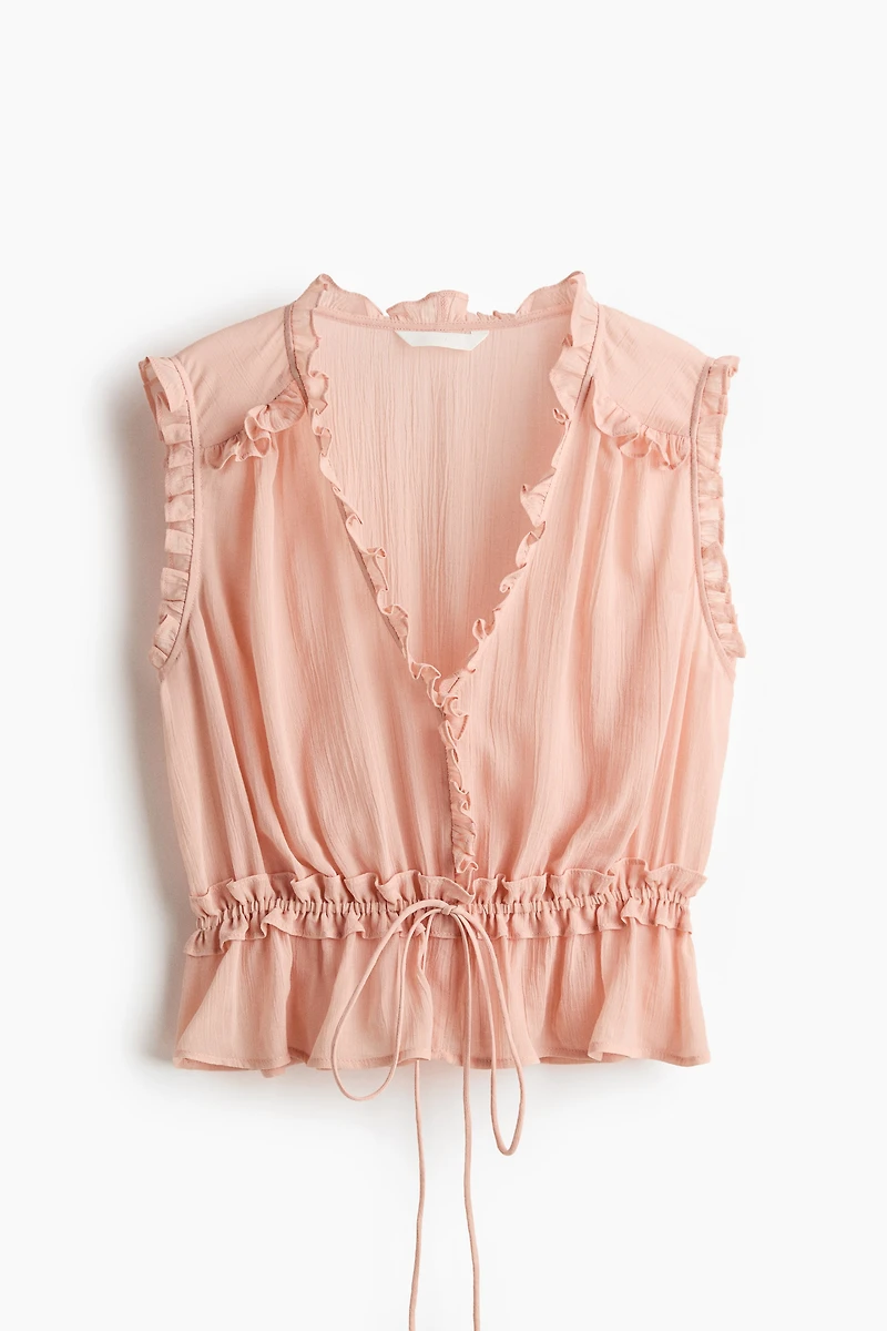 Ruffle-Trimmed Lyocell Top