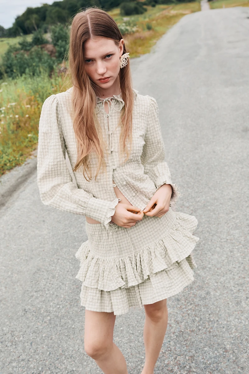 Tiered Drawstring Skirt