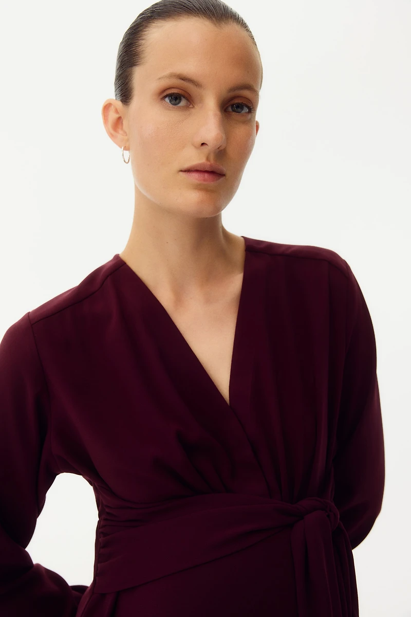 MAMA Tie-Detail Crêpe Dress