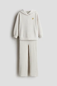 Ensemble 2 pièces en tricot côtelé et brossé