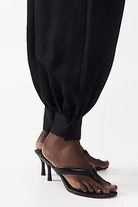 Balloon-Leg Twill Pants
