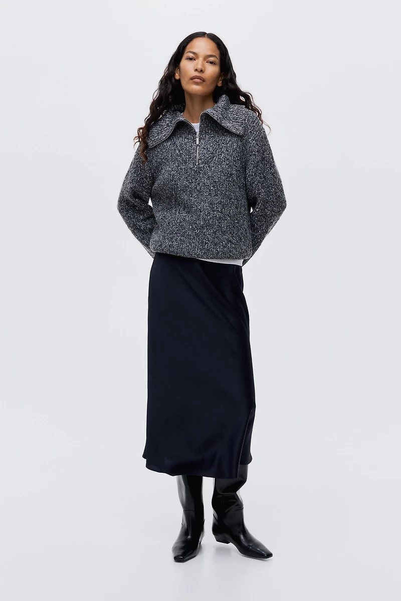 Rib-Knit Half-Zip Sweater