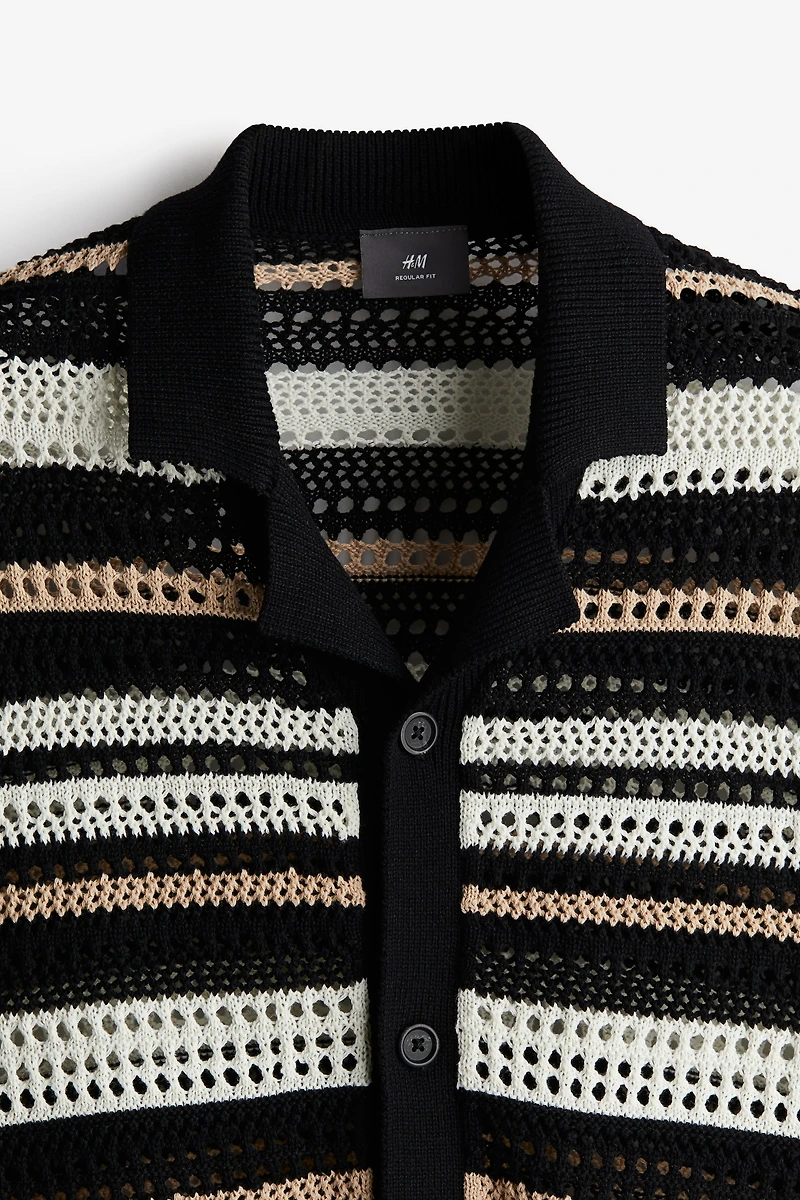 Regular Fit Crochet-look Resort Shirt
