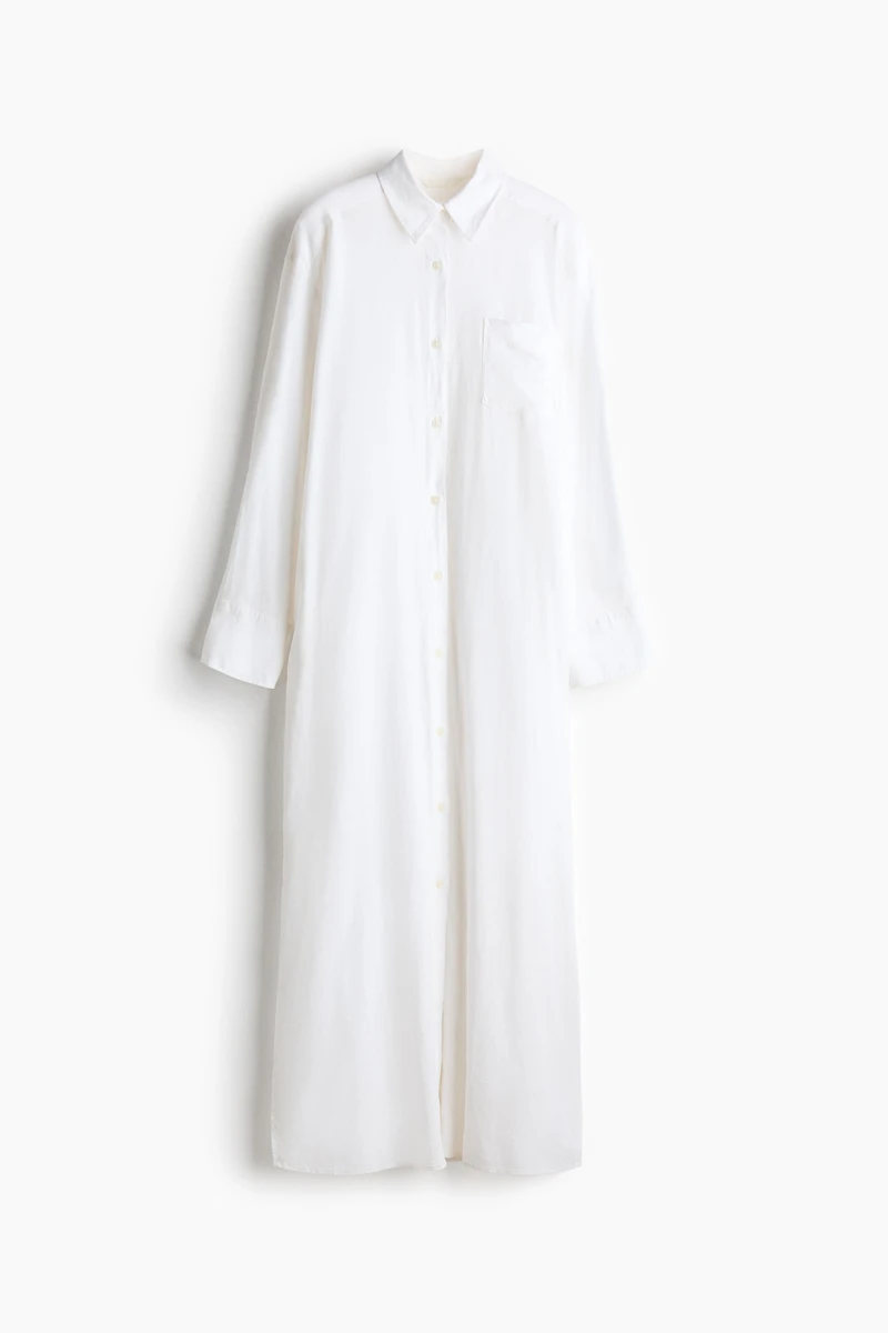 Linen-Blend Shirt Dress